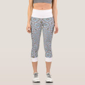 カプリレギンスグレイ抽象芸術ホワイトウエスト カプリレギンス (正面)