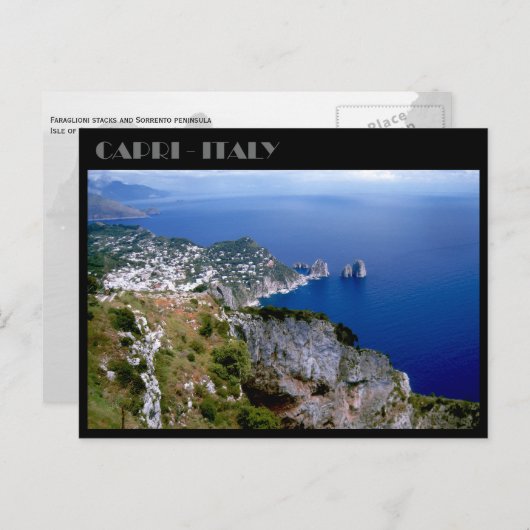 カプリ半島のファラリオーニの岩とソレント ポストカード (正面/裏面)