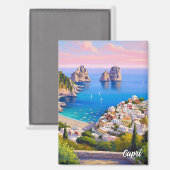 カプリ島イタリアの絵画 マグネット (正面/裏面)