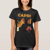 カプリ島イタリア海岸の崖 レトロな旅のTシャツ Tシャツ (正面)