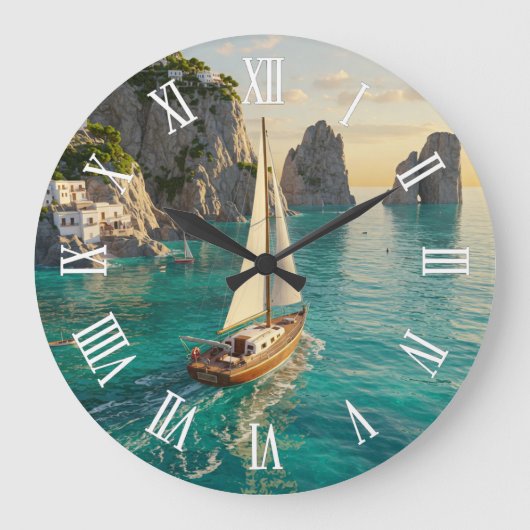 カプリ島 イタリア 旅行 ラージ壁時計 (正面)