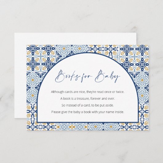 カプリ赤ちゃんシャワーイタリアン、テーマ、ベビー用の本 エンクロージャーカード (正面/裏面)