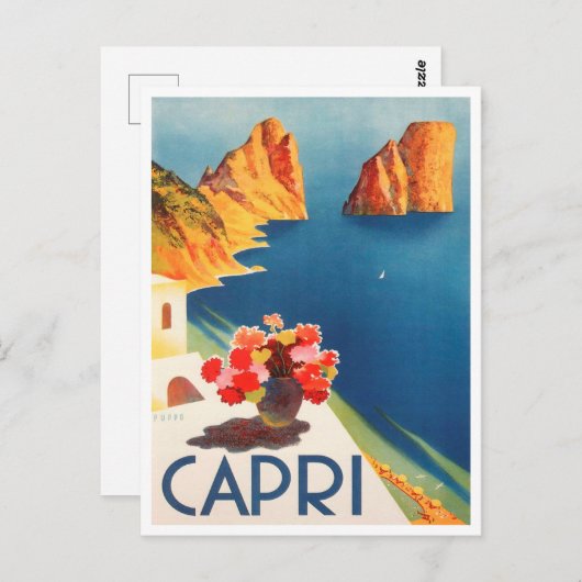 カプリ、イタリアのヴィンテージ旅行はがき ポストカード (正面/裏面)