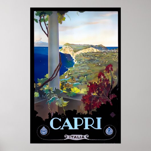 カプリ、イタリアのヴィンテージ旅行観光ポスター ポスター (正面)