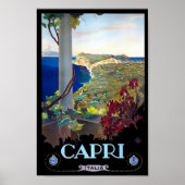 カプリ、イタリアのヴィンテージ旅行観光ポスター ポスター (正面)