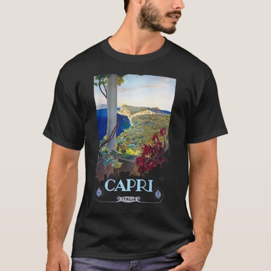 カプリ、イタリアのヴィンテージ旅行観光 Tシャツ (正面)