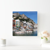 カプリ、イタリア時計 スクエア壁時計 (ホーム)