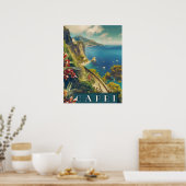 カプリ、イタリアItaliaコーストヴィンテージ旅行 ポスター (キッチン)