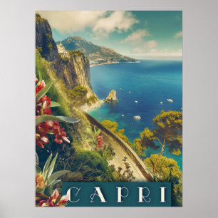カプリ、イタリアItaliaコーストヴィンテージ旅行 ポスター