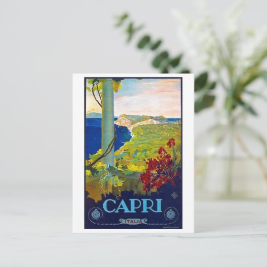 カプリ、海岸線、海、イタリア、リビエライタリアンー ポストカード (スタンド正面)