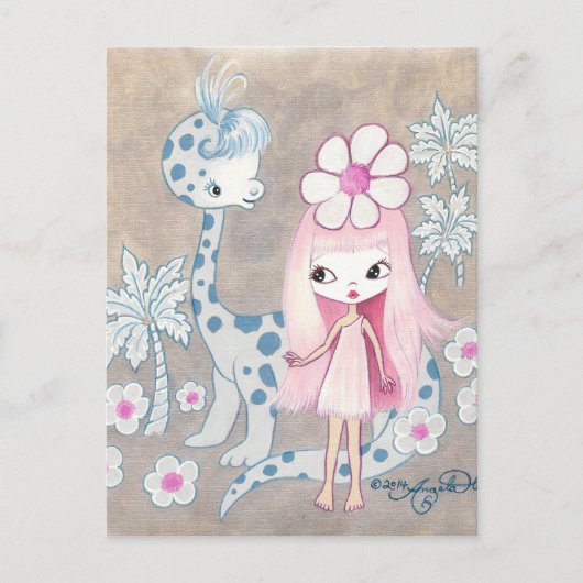 カベガール付き恐竜 ポストカード (正面)