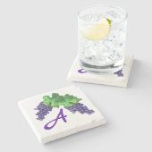 カベルネットソーヴィニヨン赤ワインブドウカスタムモノグラム ストーンコースター (横)