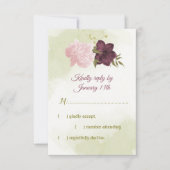 カベルネットピンクの花が葉緑色 出欠カード (正面)