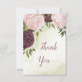 カベルネットピンク葉の花は結婚緑 サンキューカード (正面)