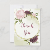 カベルネットピンク葉の花は結婚緑 サンキューカード (正面)