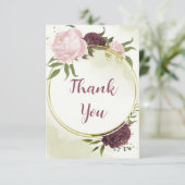 カベルネットピンク葉の花は結婚緑 サンキューカード (スタンド正面)