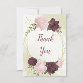 カベルネットピンク葉の花は結婚緑 サンキューカード (正面)