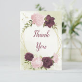 カベルネットピンク葉の花は結婚緑 サンキューカード (スタンド正面)