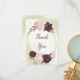 カベルネットピンク葉の花は結婚緑 サンキューカード