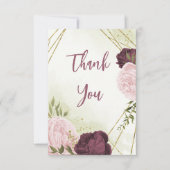 カベルネットピンク葉の花は結婚緑 サンキューカード (正面)