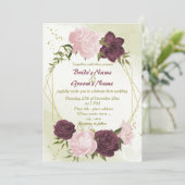 カベルネットピンク葉の花は結婚緑 招待状 (スタンド正面)