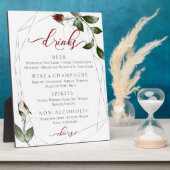 カベルネット赤面バラウェディングレセプションバーメニュー フォトプラーク (側面)