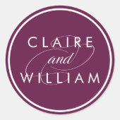 カベルネパーソナライズされたプ結婚ム ラウンドシール (正面)