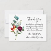 カベルネ花模様葬儀悔やみや弔慰ありがとう ノートカード (正面)