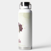 カベルネ ピンク 花 緑の葉 ウォーターボトル (背面)