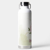 カベルネ ピンク 花 緑の葉 ウォーターボトル (正面)