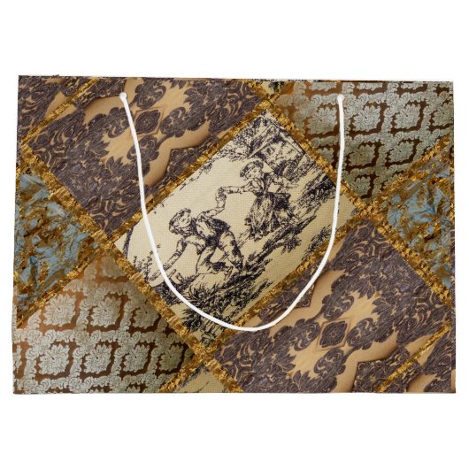 カペチエレガントアンキルト15古いヴィンテージフランスの  ラージペーパーバッグ (裏面)