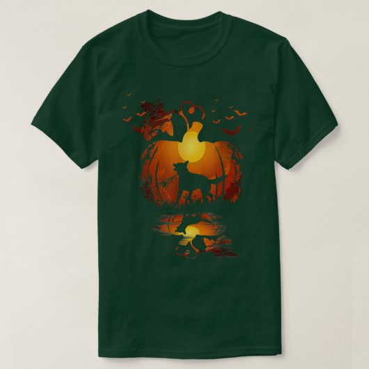 カボおもしろいンプキンハロウィーンのドイツの羊飼い犬 Tシャツ (デザイン正面)