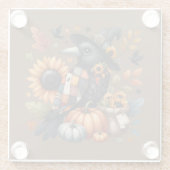 カボお洒落チャとヒマワリでカラス ガラスコースター (裏面)