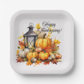 カボキンカエデの木の離れ木のランプ感謝祭 ペーパープレート (正面)