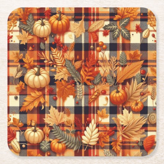 カボキンカエデ離れルズ秋のプレイス スクエアペーパーコースター (正面)