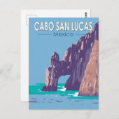カボサンルーカスアーチメキシコトラベルアートヴィンテージ ポストカード (正面/裏面)