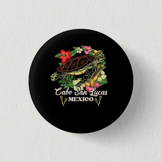 カボサンルーカスシーウミガメ 缶バッジ (正面)