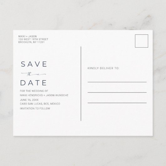 カボサンルーカスデスティネーションウェディング日付を保存 案内ポストカード (裏面)