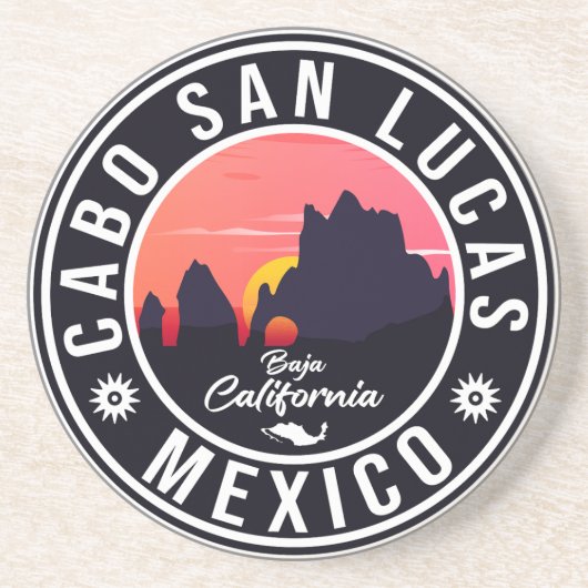 カボサンルーカスメキシコアーチヴィンテージレトロサンセット コースター (正面)