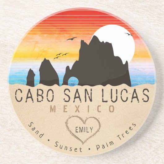 カボサンルーカスメキシコアーチヴィンテージレトロサンセット コースター (正面)