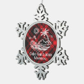 カボサンルーカスメキシコオンレッドタータンチェック スノーフレークピューターオーナメント (右)