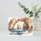 カボサンルーカスメキシコビーチウォーターカラー ポストカード (スタンド正面)