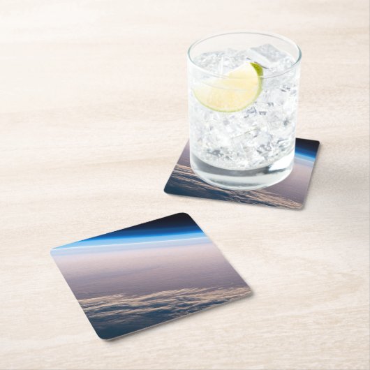 カボサンルーカス沖の公転の夕日 スクエアペーパーコースター (インサイチュ)