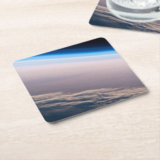 カボサンルーカス沖の公転の夕日 スクエアペーパーコースター (アングル)