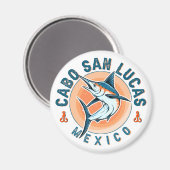 カボサンルーカス航海の魚釣りサイルフィッシュヴィンテージ マグネット (正面/裏面)