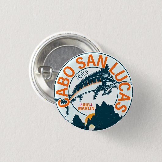 カボサンルーカス航海の魚釣りサイルフィッシュヴィンテージ 缶バッジ (正面&裏面)