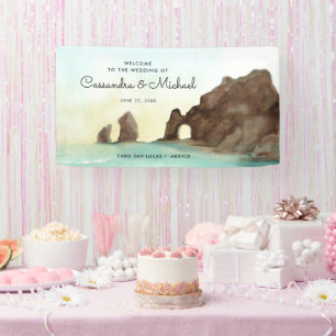 カボサンルーカス   El Arco  メキシコへようこそ 横断幕