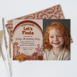 カボスお洒落フラワーズレトロフィエスタキッド誕生日 招待状