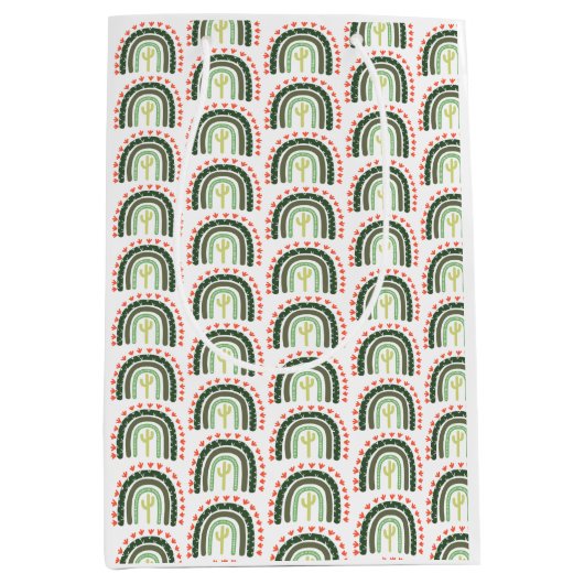 カボスアーティザンレインボーモダンデザートサグアーロおもしろい ミディアムペーパーバッグ (正面)