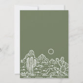 カボスモダンラインアートデザートオリーブグリーン結婚ズ 招待状 (裏面)